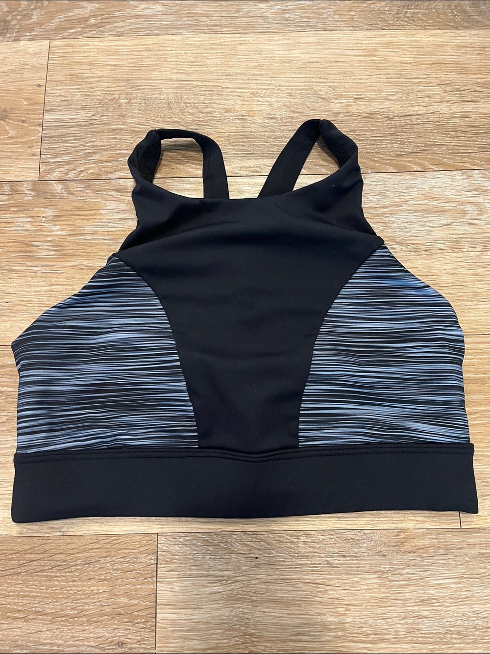 TYR Black & Gray Striped Racerback Swim Top